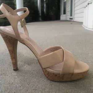 Franco Sarto Nude Cork Heels Size 7